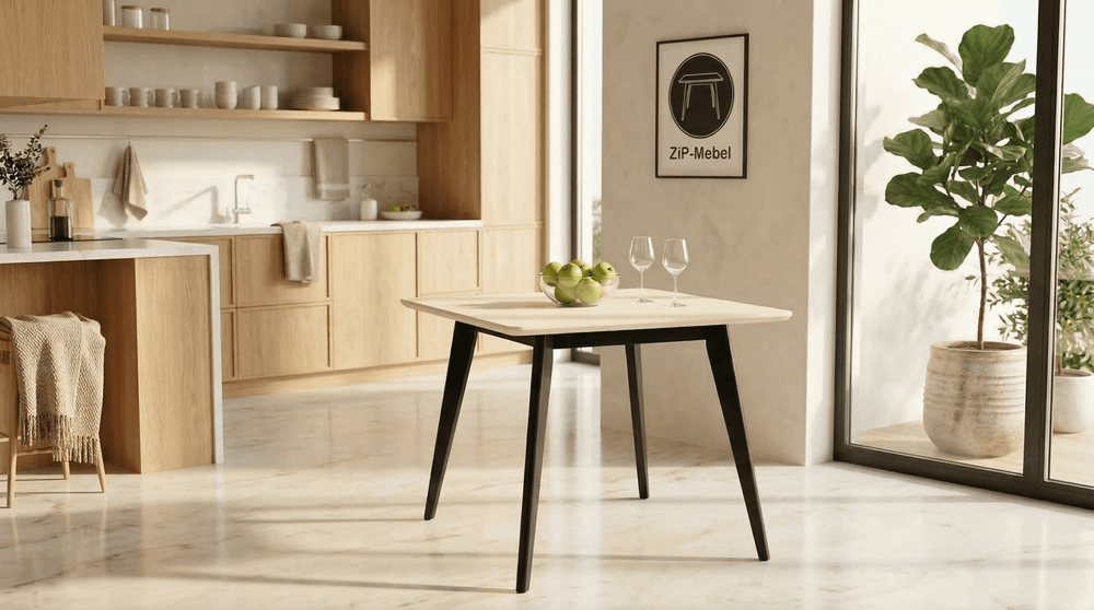 Стол Zip-mebel Сканди М 90 чёрное дерево/слоновая кость