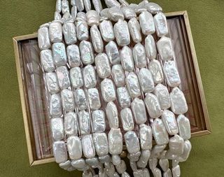 Жемчуг натуральный бусина, 9х20мм, 4А (1шт)