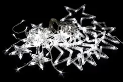 Светодиодная бахрома Звезды 2.5*0.95 м., 220V, 138 холодных белых LED ламп, прозрачный провод, контроллер, Winner (w.02.5Т.138.S+)