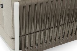 "Касабланка" угловой модуль плетеный из роупа, каркас алюминий светло-серый (RAL7035) муар, роуп серо-коричневый 23мм, ткань бежевая 15052