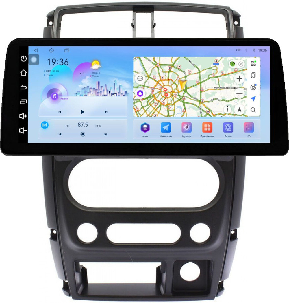 Магнитола для Suzuki Jimny 3 2005-2018 - FarCar монитор 12.3" 2K QLED на Android 14, TS10, CarPlay, 4G SIM-слот