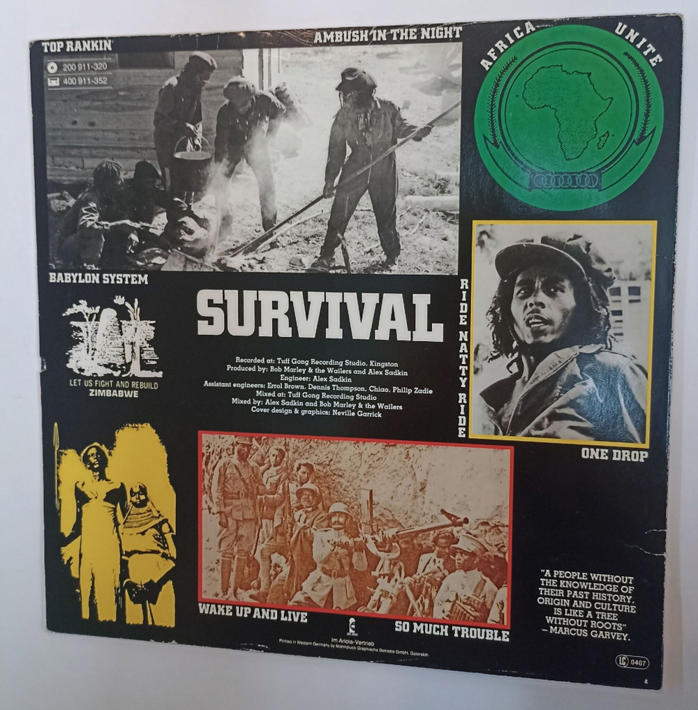 Винтажная виниловая пластинка Bob Marley and The Wailers Survival (Germany 1979)