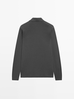 Massimo Dutti Поло с длинными рукавами и кнопками, свинцовый