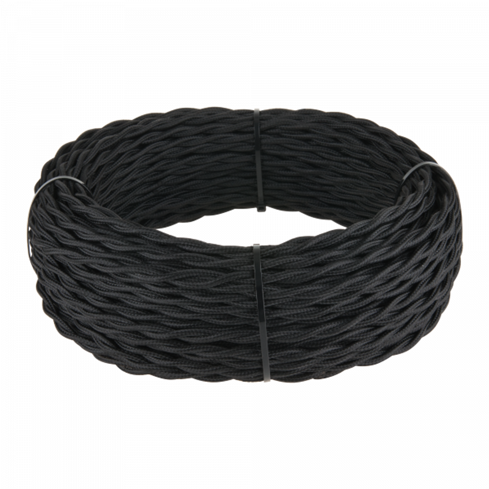 Ретро кабель витой 2х1,5 (черный) 20 м (под заказ)
