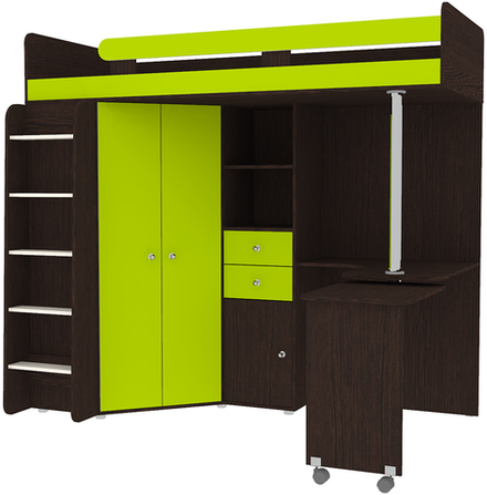 Кровать-чердак КарИВи М85 Венге Лайм