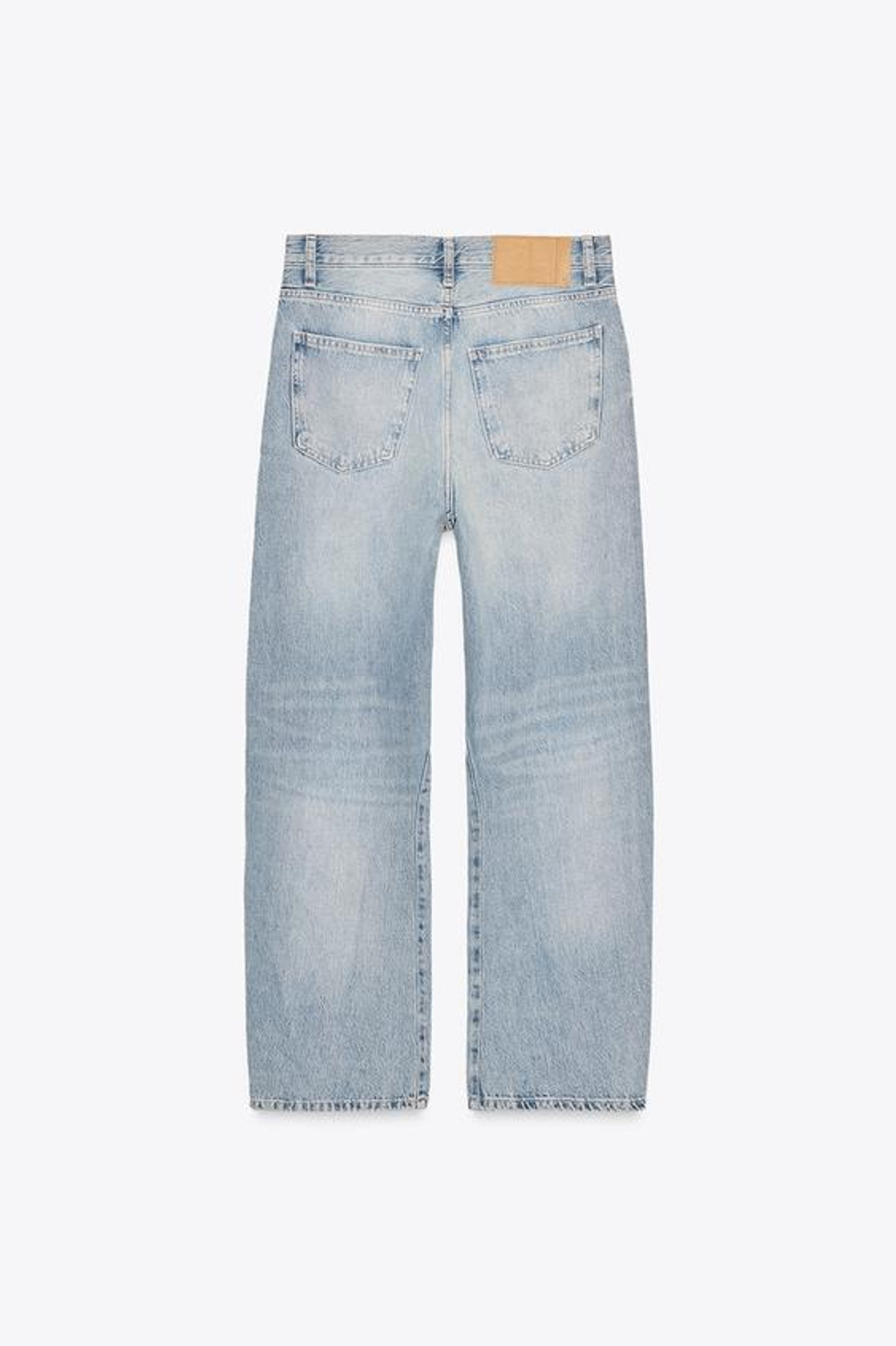 ZARA ДЖИНСЫ TRF OVERSIZE СО СМЕЩЕННЫМ ШВОМ И СРЕДНЕЙ ПОСАДКОЙ, СИНИЙ