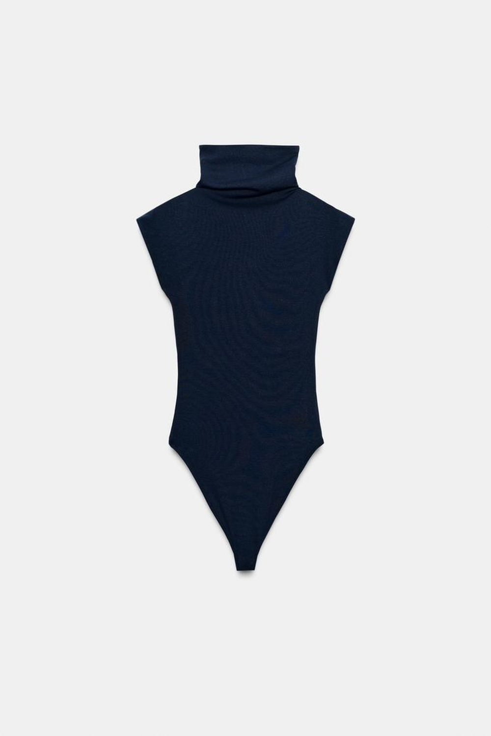 ZARA ХЛОПКОВОЕ БОДИ С ВОРОТНИКОМ-СТОЙКОЙ, МОРСКОЙ СИНИЙ