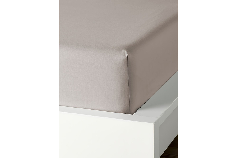 Простынь GoodNight Сатин 200х200х20 Бежевый на резинке