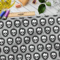 Ткань атлас чёрно-белые печати с черепами