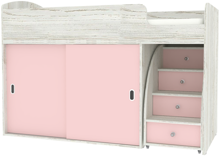 Кровать-чердак КарИВи Малыш Купе Винтерберг Розовый