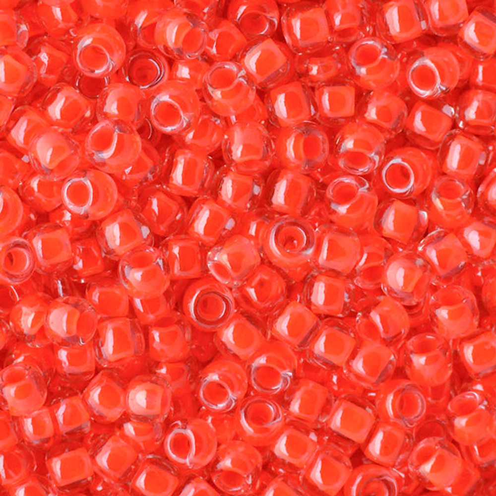 T084 Бисер TOHO круглый, размер 11/0, цвет Светящийся неон, лосось, 5 грамм