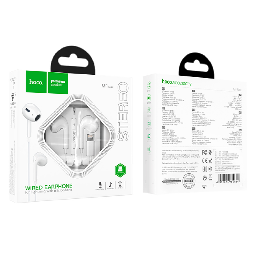 M1 Max crystal earphones for iP with mic