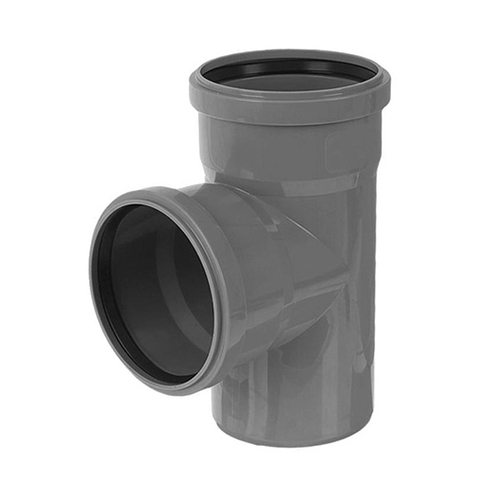 Тройник внутренняя канализация, серый, 90 градусов, 110мм