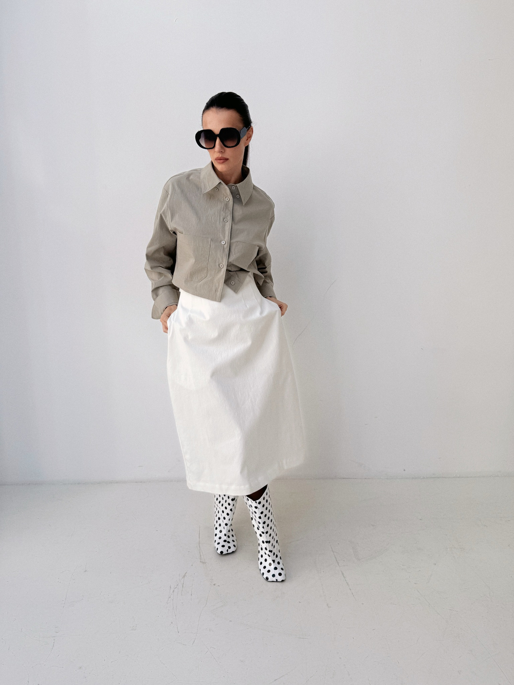 Рубашка укороченная из хлопка CROP