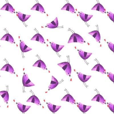 Фиолетовые птицы с сердечками