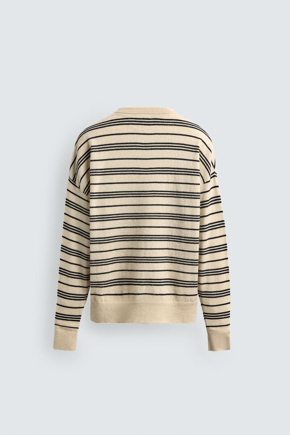 ZARA ДЖЕМПЕР В ПОЛОСКУ С ВОРОТНИКОМ НА ПУГОВИЦАХ, ЭКРЮ