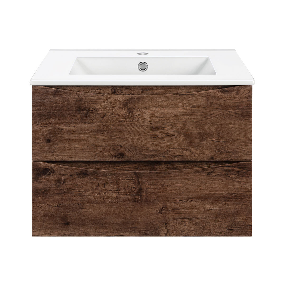 Тумба под раковину Vincea Mia 600 подвесная, 2 выкатных ящика soft close, R.Wood