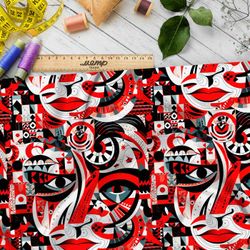 Ткань премиум габардин графический стиль