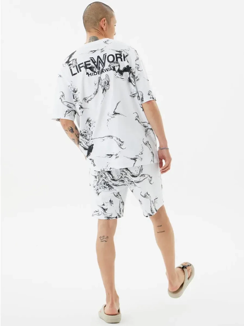 Шорты с принтом "мрамор"