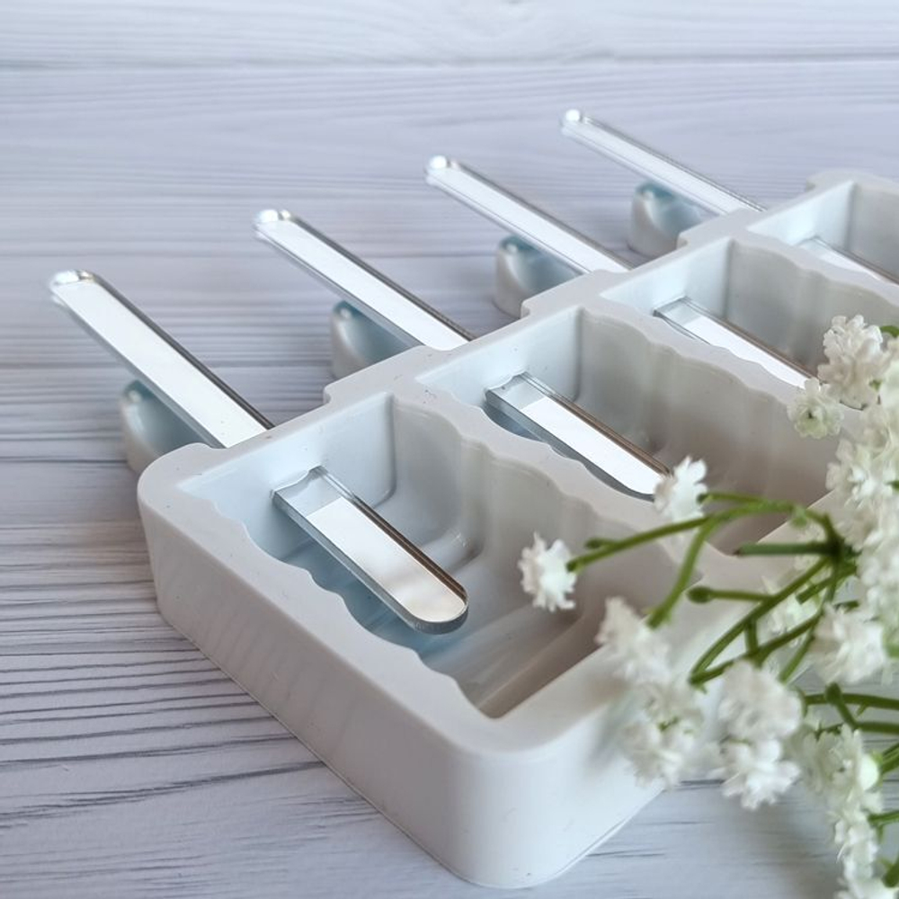 Палочки акриловые для эскимо 11 см, 50 шт (серебряные)