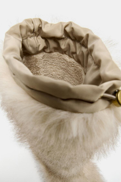 ZARA БОТИНКИ С ОТДЕЛКОЙ ИЗ ИСКУССТВЕННОГО МЕХА, ЭКРЮ/БЕЛЫЙ