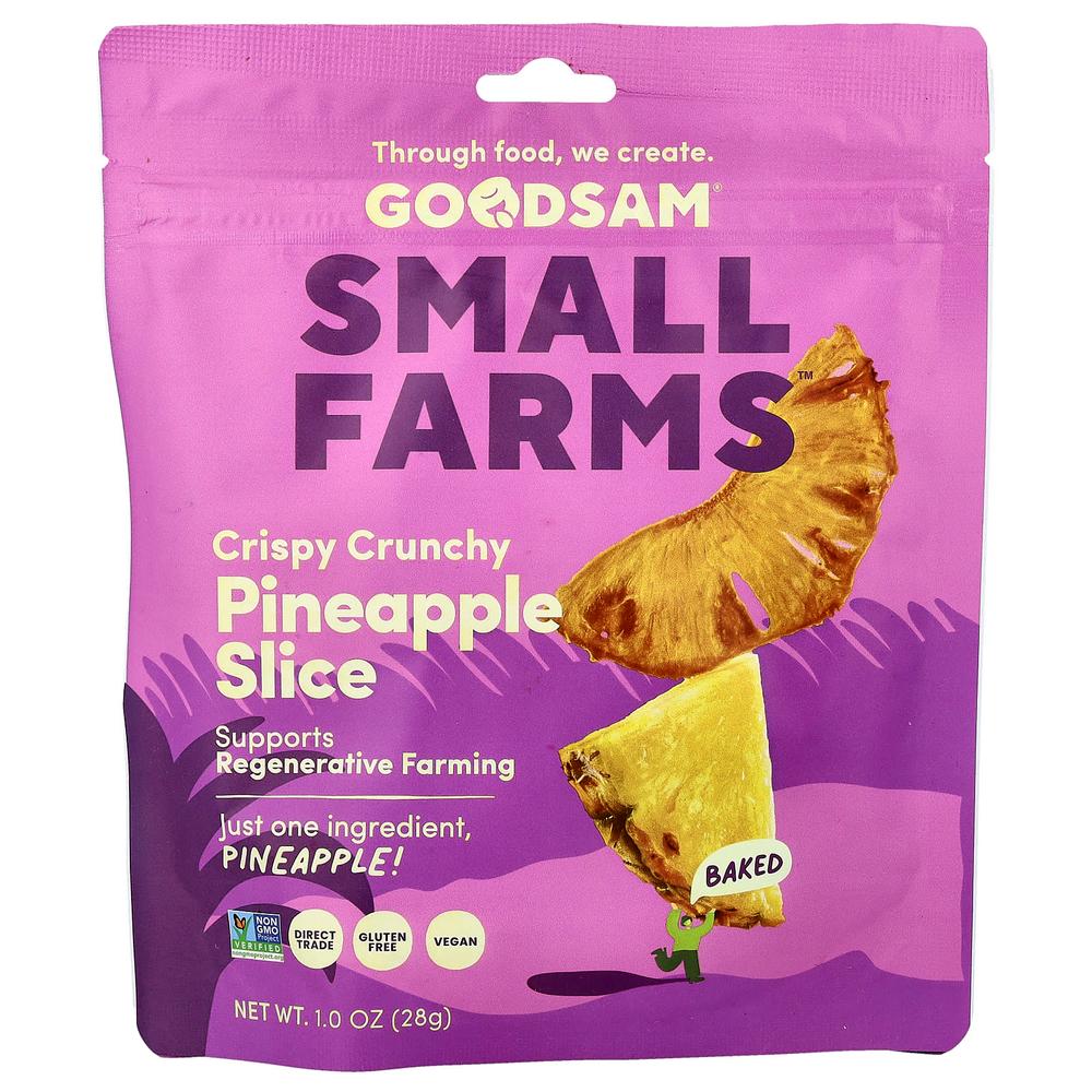 GoodSam, Little Farms™, хрустящий и хрустящий ананас, ломтики ананаса, 28 г (1 унция)