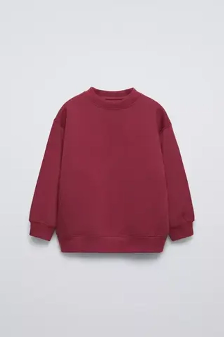 ZARA БАЗОВАЯ ТОЛСТОВКА ИЗ МЯГКОЙ ТКАНИ, ЦВЕТ БУРГУНДСКОГО ВИНА