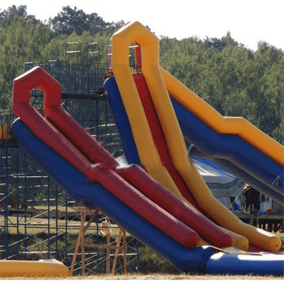 Надувная прямая водная горка для вышки (опоры) «Стрела» с двумя ступенями 12*2,5*5 м