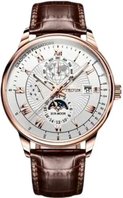 Часы наручные кварцевые POEDAGAR на кожаном ремешке, золотистый/коричневый W9022160-03