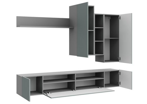 Гостиная СКАНДИ МДФ НМ-001 ( Комплект ) Серый шифер / Грин Грей Софт
