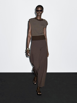 Massimo Dutti Жилет в полоску с пуговицами, шоколадный