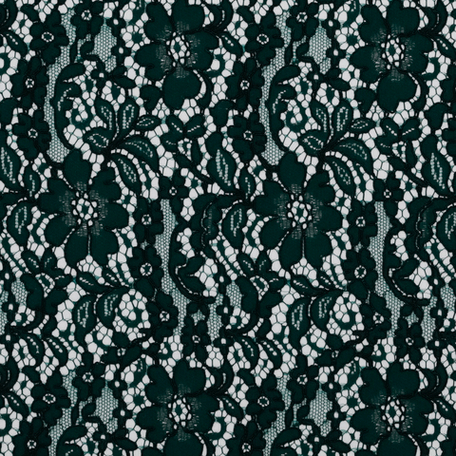 Хлопково-вискозное кордовое кружево тёмно-зеленого цвета