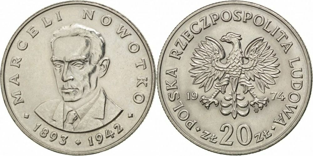 Польша 20 злотых, 1974-1983 Марсель Новотко