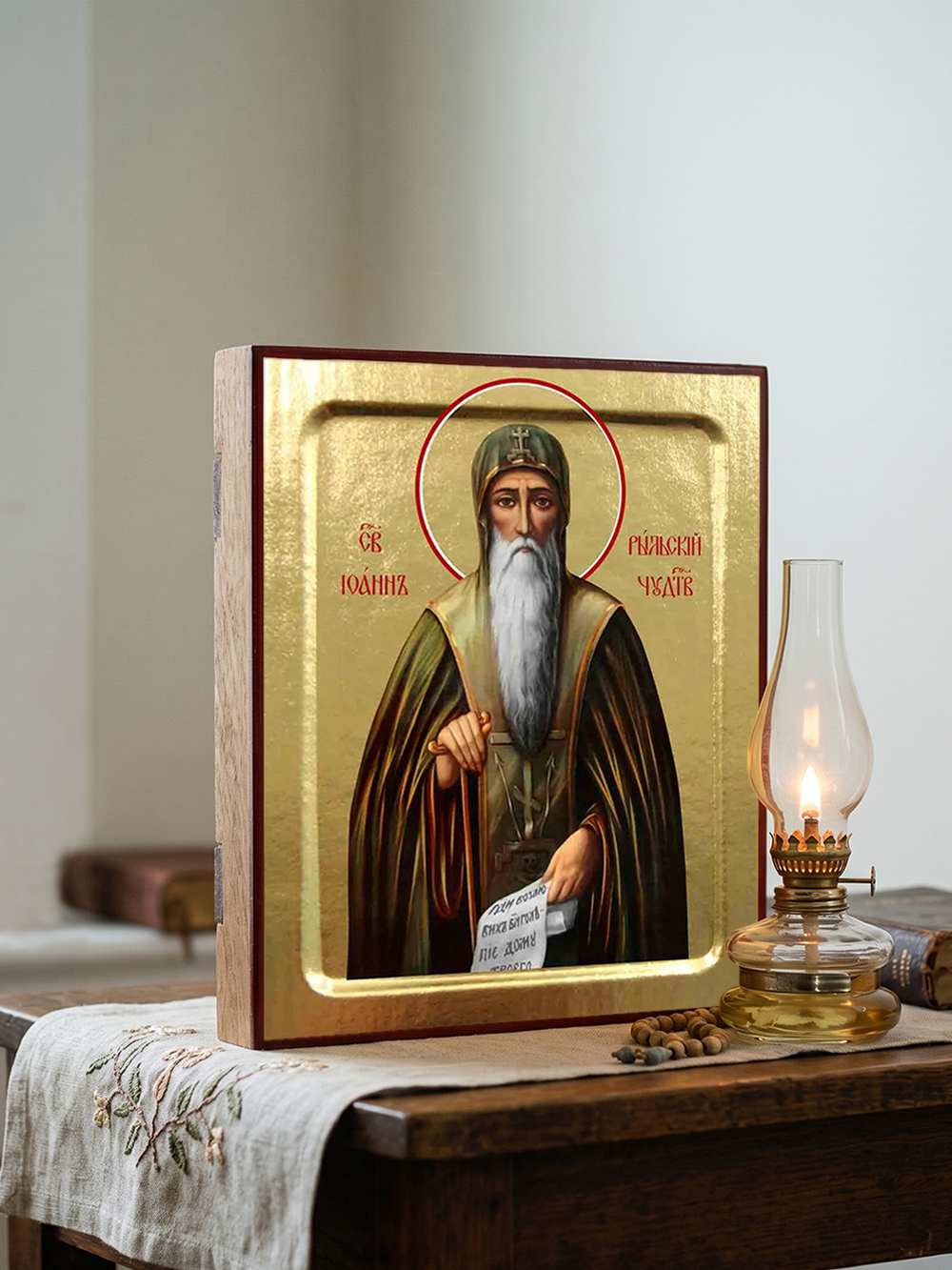 Икона Иоанна Рыльского, святого на дереве: 125 х 160 (Синопсисъ)