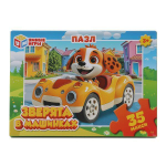 Макси-пазл 35эл. "Зверята в машинках" 4630395028714 (Умные игры)