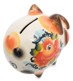 ГЛ- 451 Копилка «Свинья» цв. (Гжельский фарфор