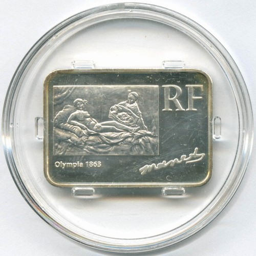 1/4 евро 2008 год. Франция. Художники - Эдуард Мане. Серебро PROOF в капсуле. Тираж 7695 шт.