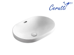 Раковина CR018 накладная, белая, овальная с переливом 600х400х170 Ceruttispa