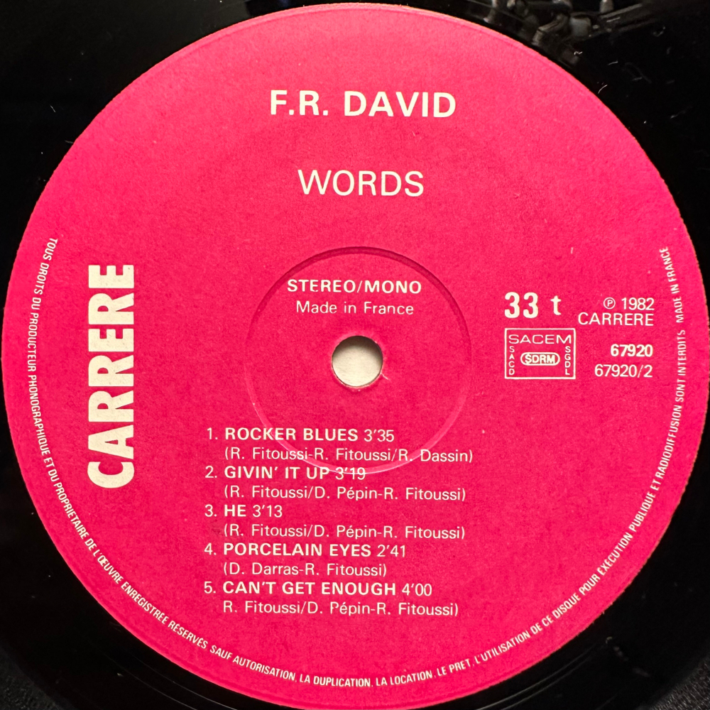 F-R David - Words (Франция 1982г.)