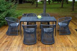 "Романо" обеденная группа на 6 персон, каркас темно-серый, роуп темно-серый