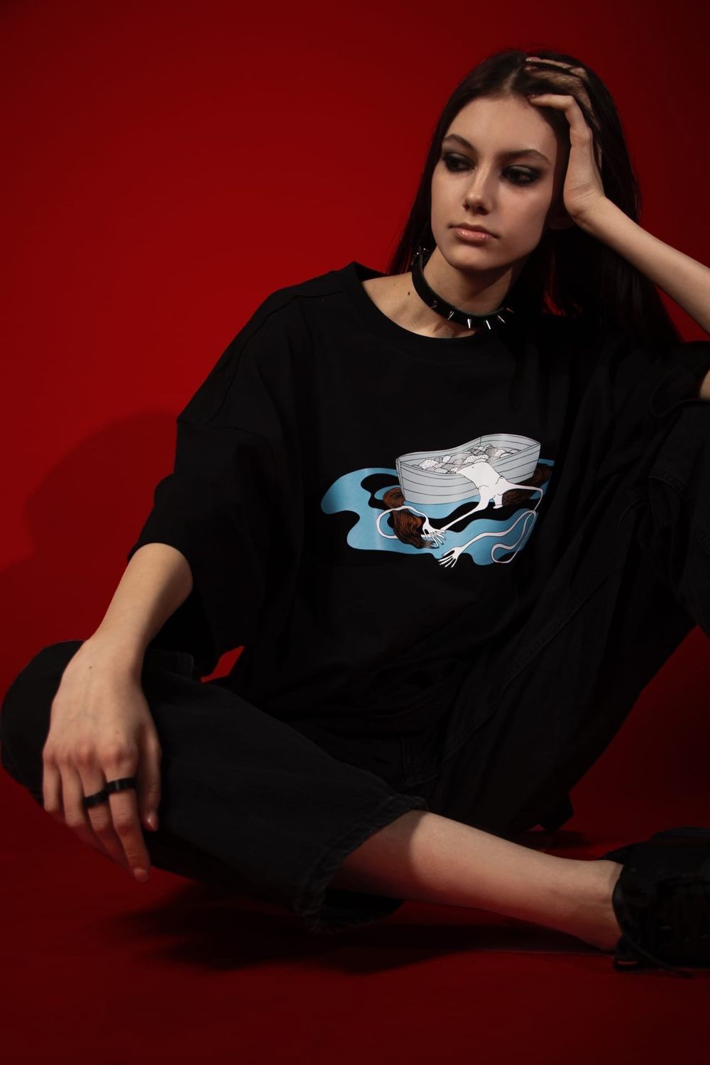 Футболка Нетак Оверсайз Закат Венеры Черная