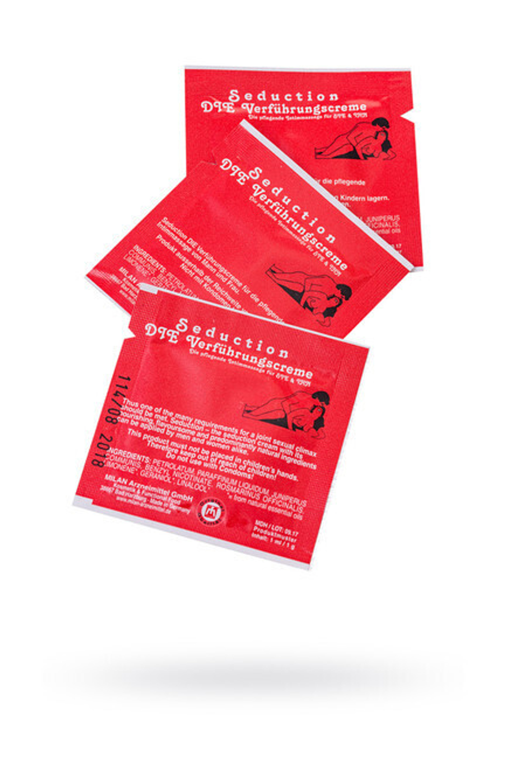 Набор из 10 пробников возбуждающего интимного крема для мужчин и женщин Seduction (Цвет: белый)