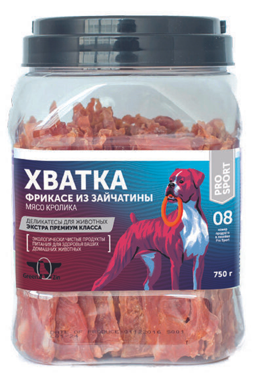 Лакомство для собак "Грин Кьюзин" GREEN QZIN ХВАТКА юниор (Мягкое сушеное мясо кролика) 750гр