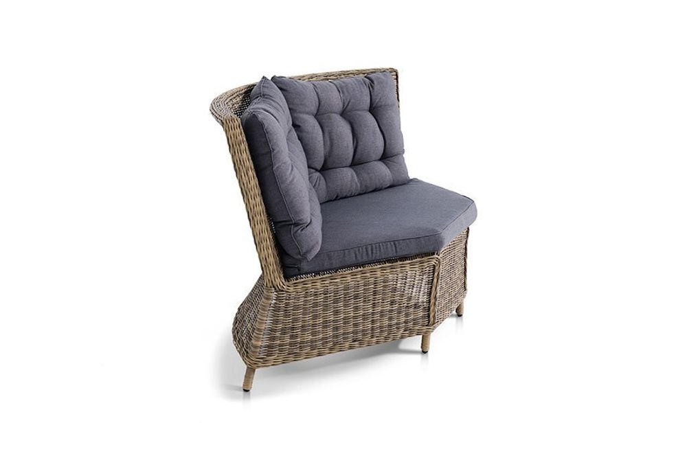 Бергамо плетеный угловой диванный модуль, диван коричневый/соломенный, искусственный ротанг