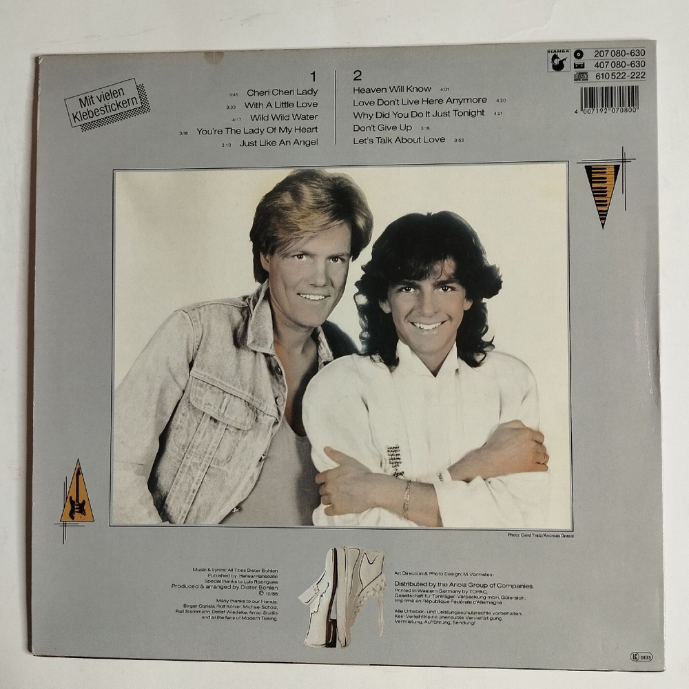 Винтажная виниловая пластинка LP Modern Talking Lets Talk About Love (The 2nd Album) (Germany 1985) Cheri Cheri Lady