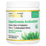 California Gold Nutrition, Superfoods, антиоксиданты из суперзелени с клетчаткой, смесь пребиотиков и пробиотиков, смесь антиоксидантов Spectra™, клубничный лимонад, 171 г (6,03 унции)