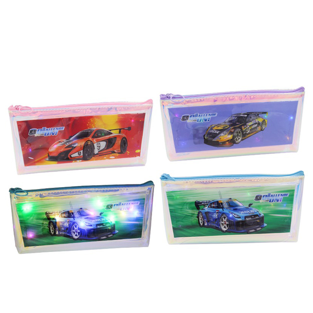 Пенал-косметичка Basir без наполнения, 20,5*9*4 см, серия "Машины", светящийся, зелёный