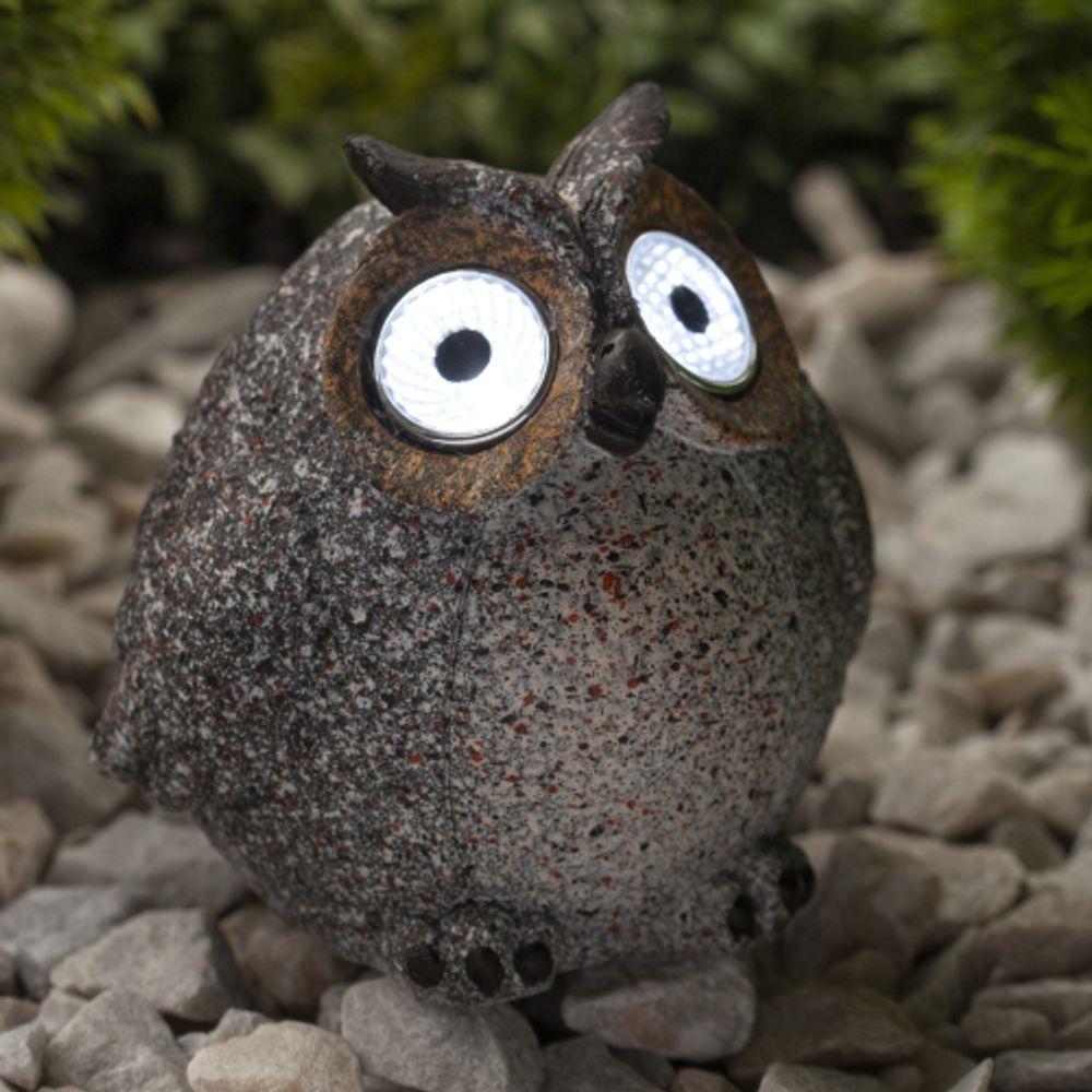 Светильник уличный ЭРА ERAFYS01-08 Сова серая на солнечной батарее полистоун 11,5 см