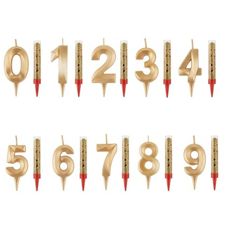 Набор «Фонтан и свеча-цифра» в золотом цвете 10 см, 1 шт