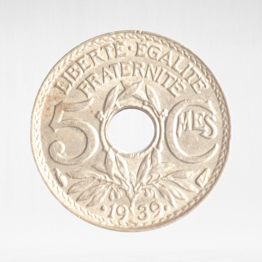 France, 5 Centimes 1939 - With Dots Around Date, XF